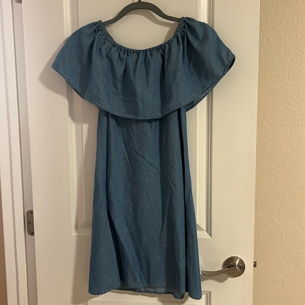 NOBLE U Los Angeles Blue Chambray Sundress Size Small - Off the Shoulder